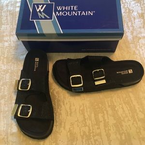 White Mountain Black Glitter Fabric Sandals